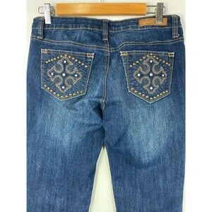 Southpole Jeans Womens Size 7 (28x29) Low Rise Y2K Jeans Studded Pockets Bootcut